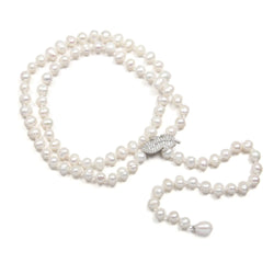 Long Pearl Necklace Sweater Chain - 8-9mm Natural Freshwater Pearl Jewelry