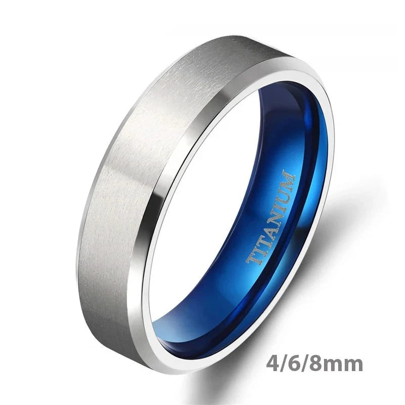 Titanium ring, Men's ring, Women's ring, Silver color, Blue inside, Hypoallergenic ring, Lightweight jewelry, Modern design, Fashion accessory, Wedding band, Engagement ring, Titanium jewelry, Durable ring, Statement ring, Titanium band,