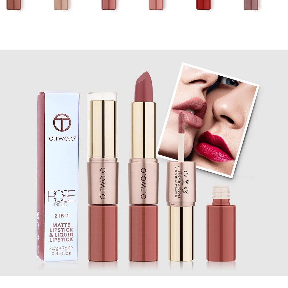 2 in 1 Matte Lipstick Gloss Cosmetics.