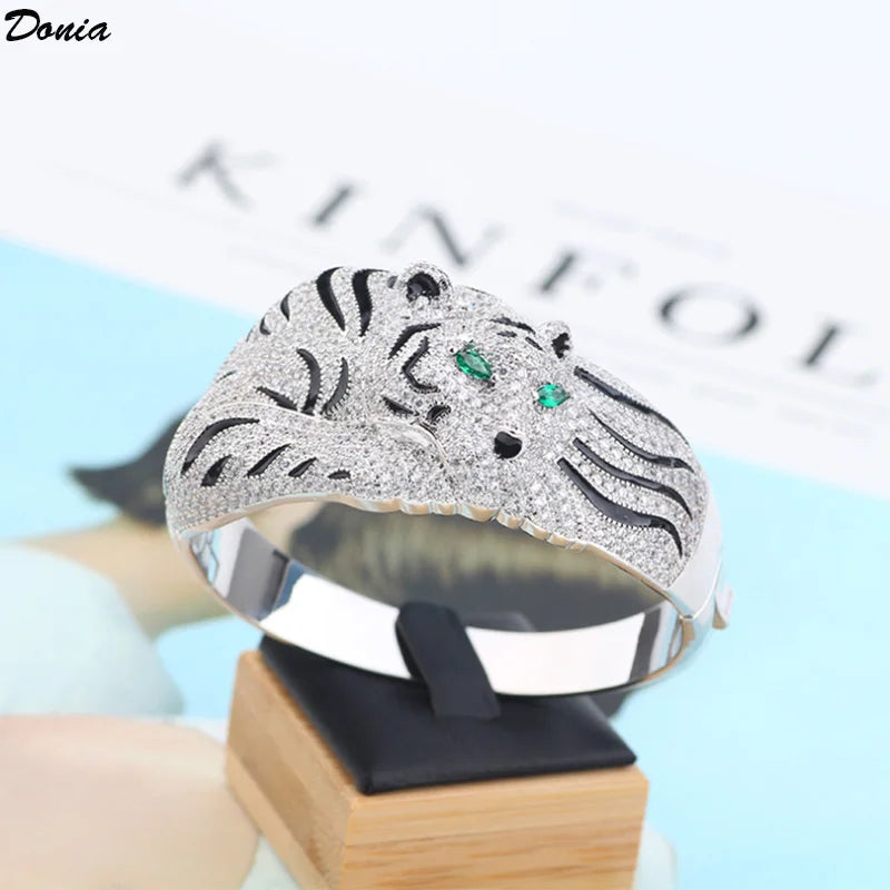 Donia jewelry European and American luxury bracelet fashion leopard AAA zircon bracelet ring set animal personality jewelry