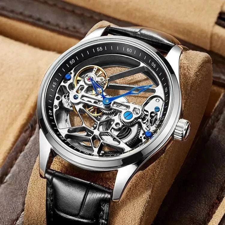 Hollow out Tourbillon Automatic MAN WATCH limited edition Mechanical Watches Fashion Belt and steel band Men&