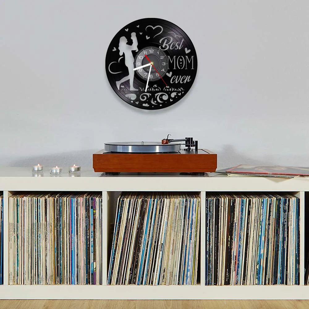 Best Mom Ever Album Re-purposed Record Clock.