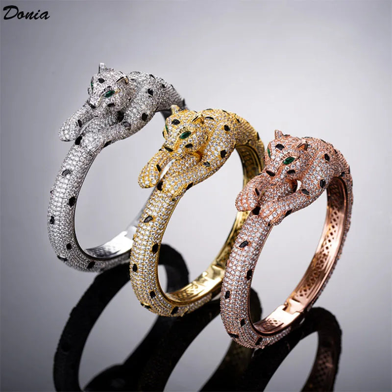 Donia Jewelry European and American new luxury leopard copper micro-inlaid AAA zircon bracelet fashion bracelet for men and wome