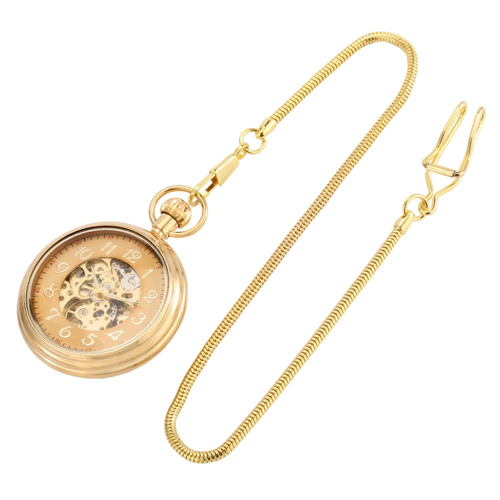 Noble Golden Automatic Mechanical Pocket Watch