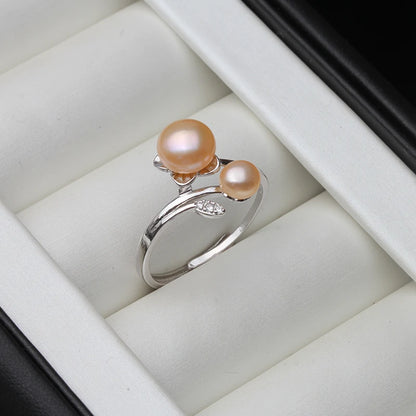 Black White Natural Freshwater Pearl Rings.