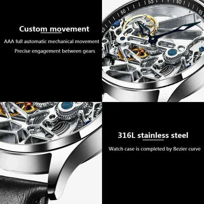 Hollow out Tourbillon Automatic MAN WATCH limited edition Mechanical Watches Fashion Belt and steel band Men&