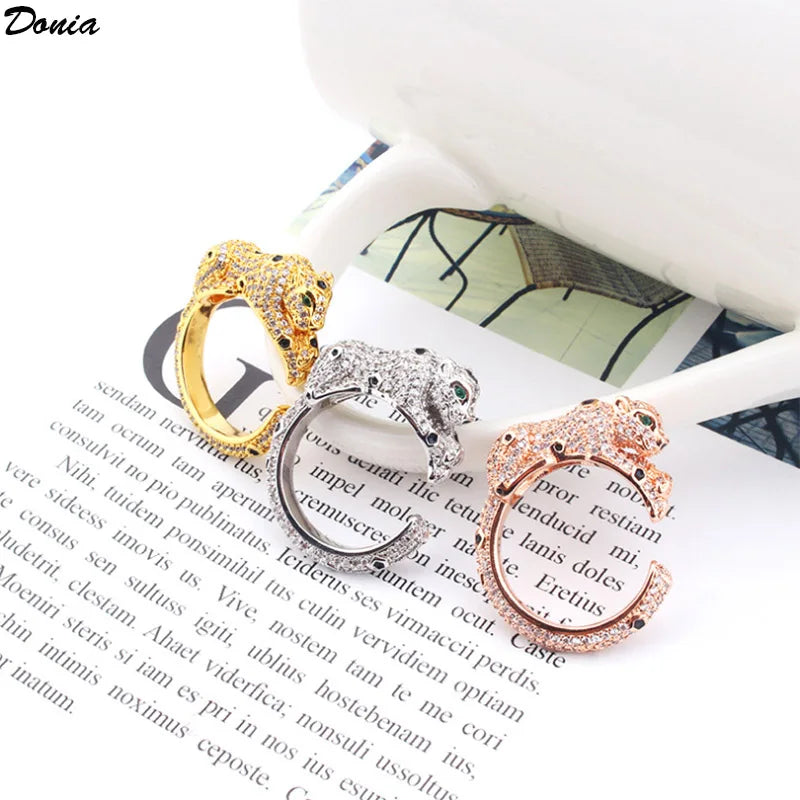 Donia jewelry European and American enamel leopard open bracelet ring fashion luxury domineering AAA inlaid zircon jewelry