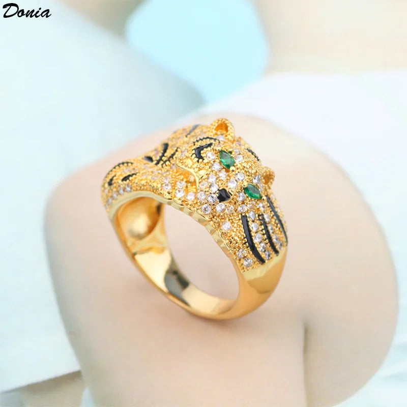 Donia jewelry European and American luxury bracelet fashion leopard AAA zircon bracelet ring set animal personality jewelry