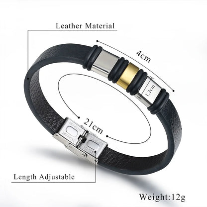 2024 Fashion Jewelry Stainless Steel Leather Bracelet.