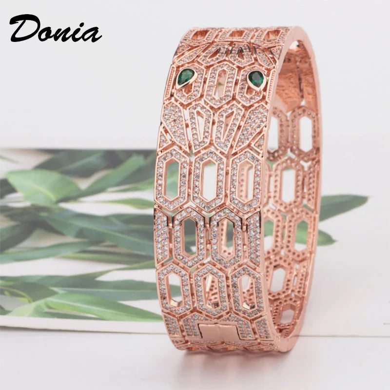 Donia Jewelry Snake Animal Bracelet Men's Party Jewelry Set Metal Copper Zircon Bracelet and Ring Accessory Set