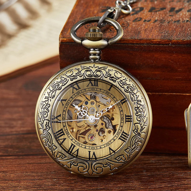 Vintage Gold Bronze Mechanical Pocket Watch