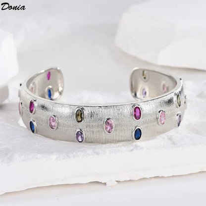 Donia Jewelry European and American fashion luxury colorful AAA zircon bracelet gold-plated retro elegant ladies bracelet