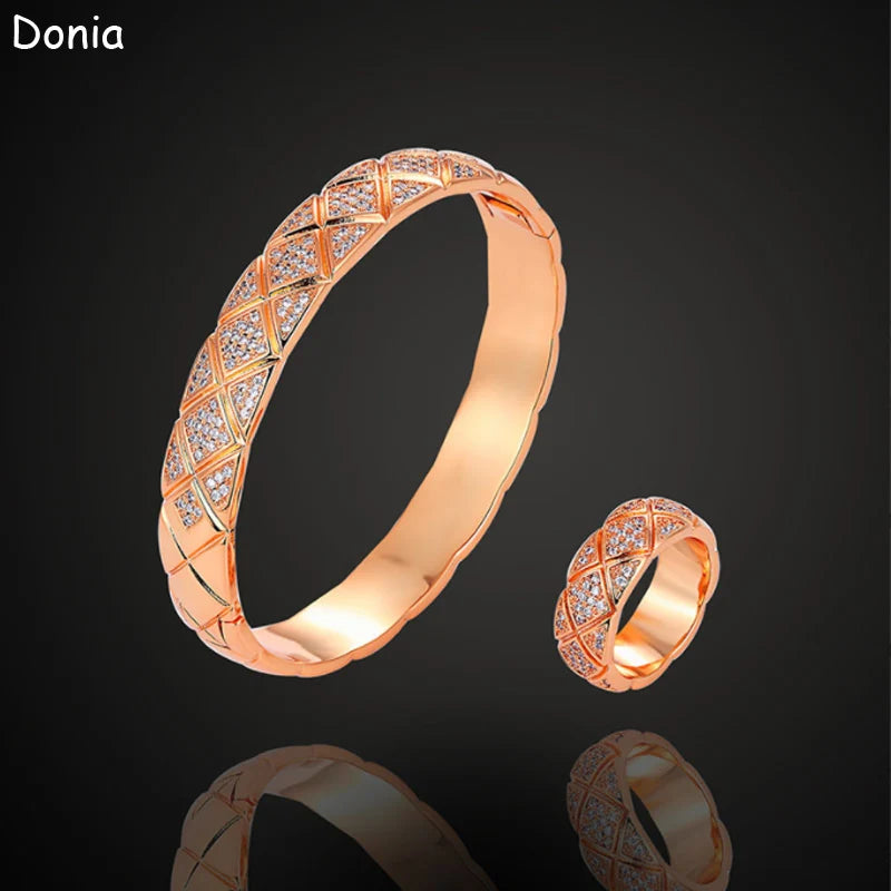 Donia jewelry fashion mesh micro-inlaid AAA zircon large bracelet set creative opening ladies bracelet set