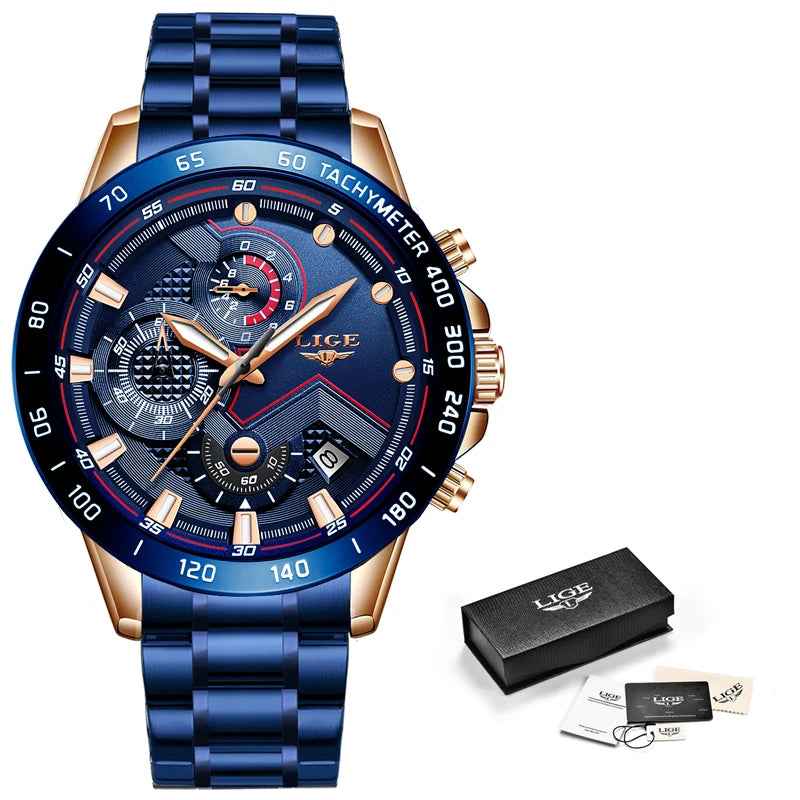 New Blue Fashion Business Mens Watches.