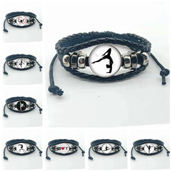 New gymnast leather bracelet art gymnast pattern glass bracelet gymnast commemorative gift