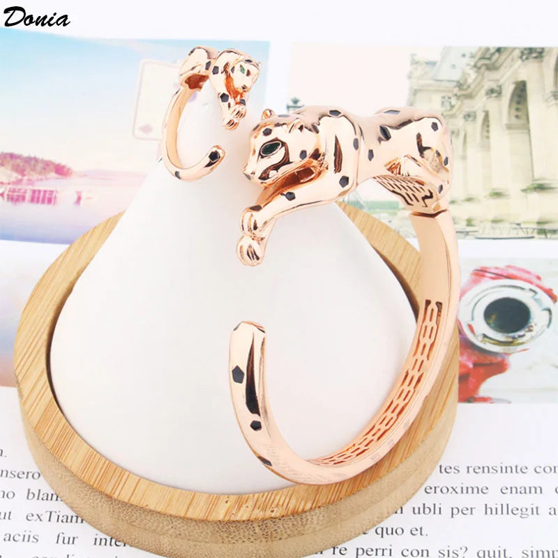 Donia jewelry European and American fashion opening spotted leopard bracelet animal ring set luxury T personality fashion jewelr