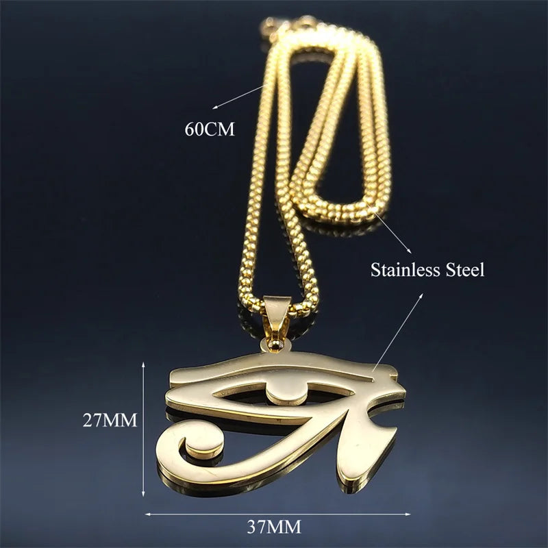 Stainless Steel Egyptian Eyes Chain Necklaces Men Statement Mythology Eye of Ra Horus Symbol Necklace Jewelry bijoux femme N4540