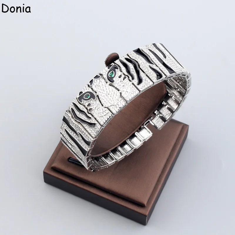 Donia Jewelry's new European and American fashion creative inlaid zircon tiger open bracelet palace luxury jewelry bracelet