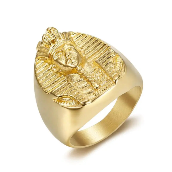 Stainless Steel Gold Color Big Egyptian Pharaoh Rings.