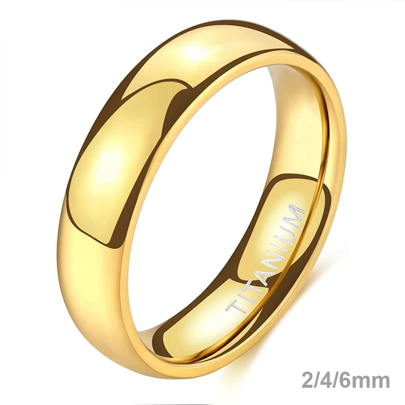 Titanium Ring Men Women Gold Plated High Polished Wedding.