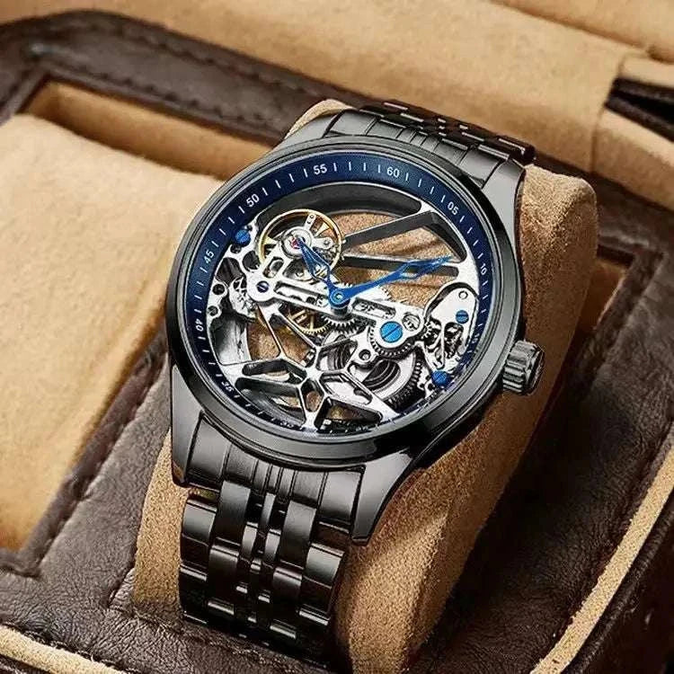 Hollow out Tourbillon Automatic MAN WATCH limited edition Mechanical Watches Fashion Belt and steel band Men&