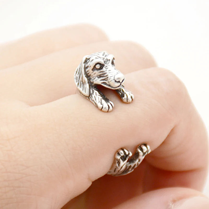 Retro Punk Dog Wedding Rings For Women