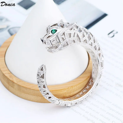 Donia Jewelry Fashion domineering exaggerated leopard hollow bracelet micro-inlaid AAA zircon bracelet unisex open bracelet