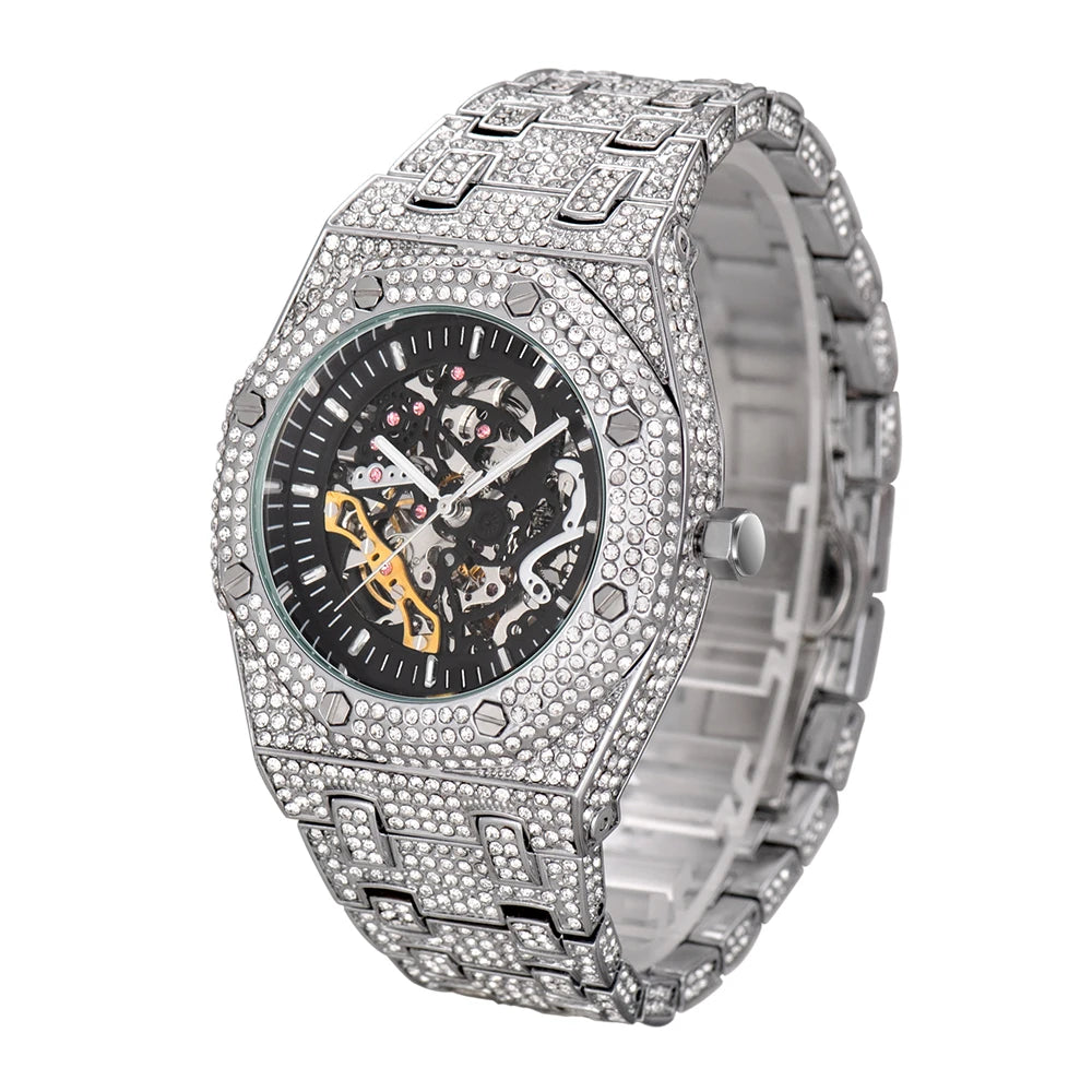 Iced Out AAA Diamond Watch Men Luminous Gear.