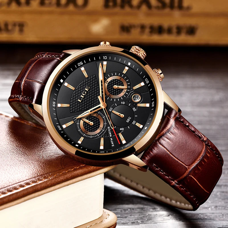 LIGE New Men Military Watches Creative Turbine Rotation. Masculino