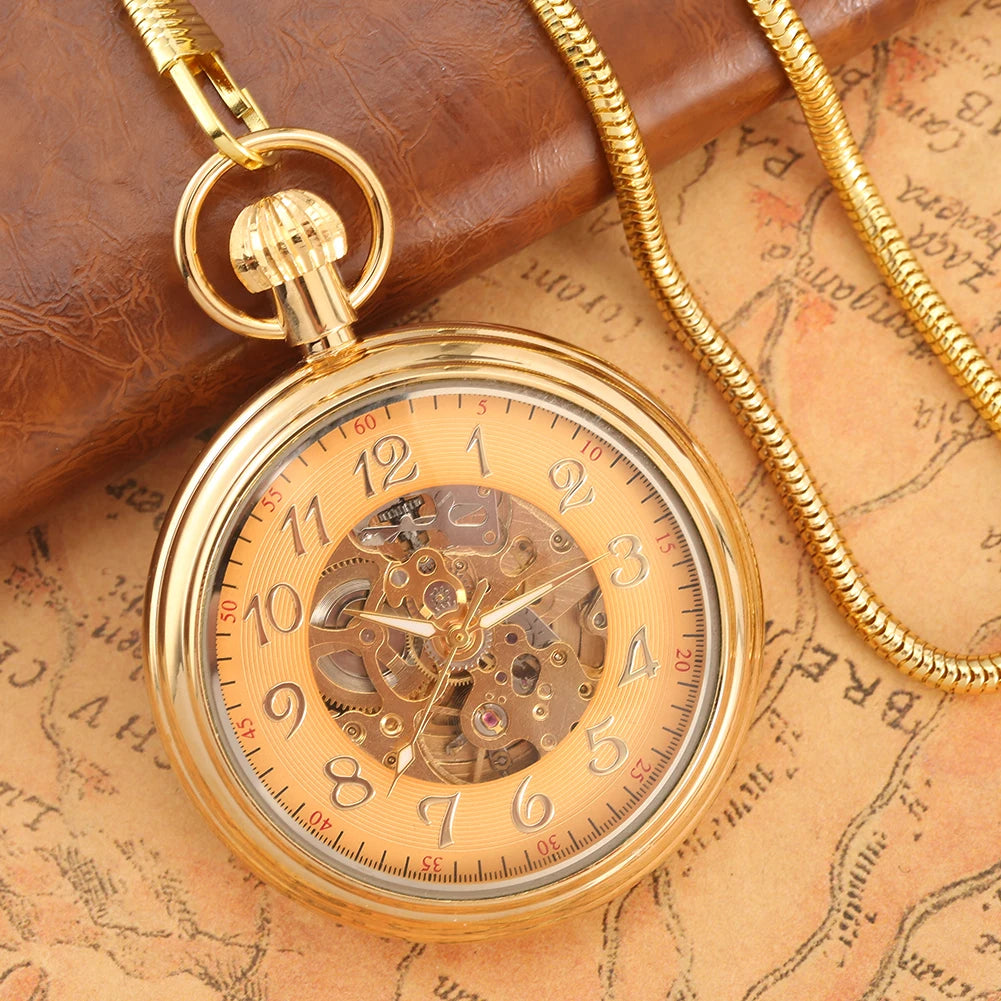 Noble Golden Automatic Mechanical Pocket Watch