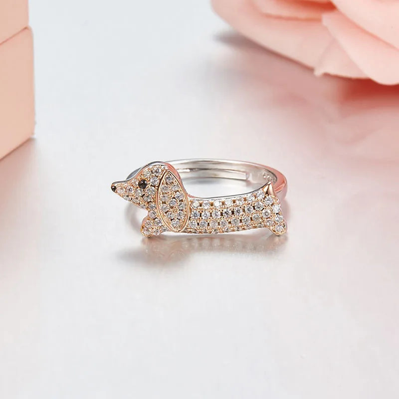 Fashion Real Silver Puppy Finger Ring.