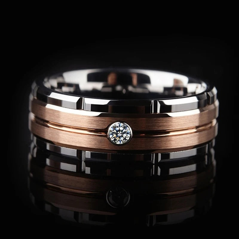 New Fashion Men's Double Groove Ring Black.