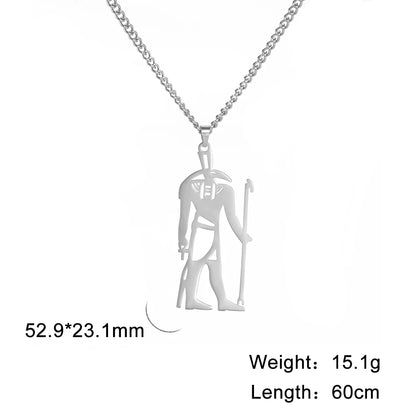 LIKGREAT Egyptian God Talisman Stainless Steel Pendant Necklace for Women/Men Wisdom Thoth Ibis-head Amulet Gold Plated Jewelry