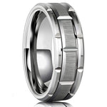 Modern Men 8MM Stainless Steel Ring Silver Color Brushed Double Groove Pattern Men's Wedding Ring Party Jewelry For Women Gift