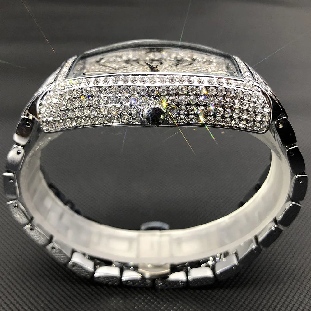 Full Diamond Silver Male Watch Original.