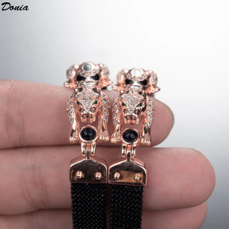 Donia Jewelry European and American luxury leopard bracelet copper micro-inlaid AAA zircon spring bracelet ladies jewelry gift