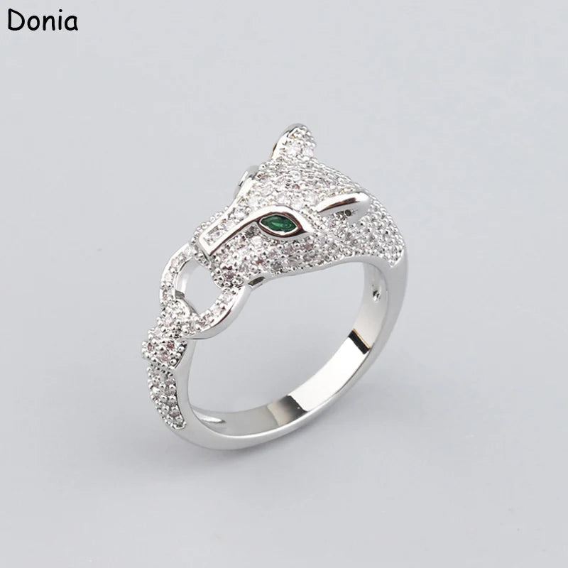 Donia jewelry fashion green eye leopard micro-inlaid AAA zircon bracelet set creative leopard ladies bracelet set