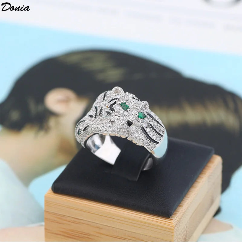 Donia jewelry European and American luxury bracelet fashion leopard AAA zircon bracelet ring set animal personality jewelry