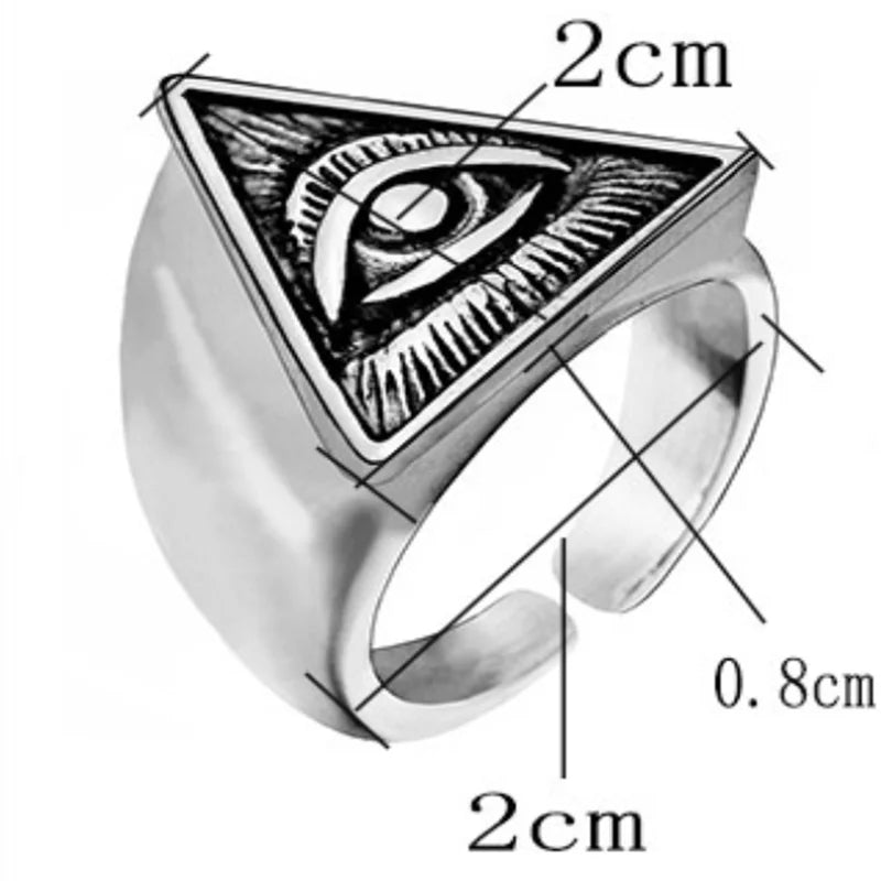 Vintage The Eye of Horus Egypt Pyramid All-Seeing Eye Illuminati Ring Punk Egyptian Triangle Adjustable Rings Anillo