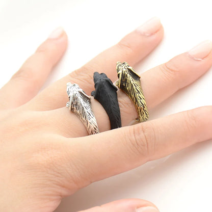 Retro Punk Dog Wedding Rings For Women