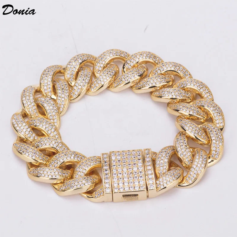 Donia Jewelry Fashion Hot Sale Europe and America Hiphop Hip Hop Bracelet Micro Inlaid AAA Zircon Men's Bracelet Cuban Chain