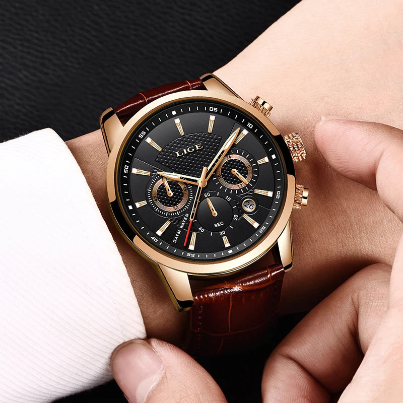 LIGE New Men Military Watches Creative Turbine Rotation. Masculino