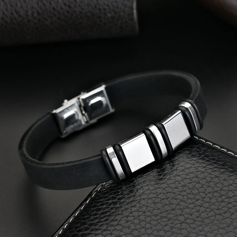 2024 Fashion Jewelry Stainless Steel Leather Bracelet.