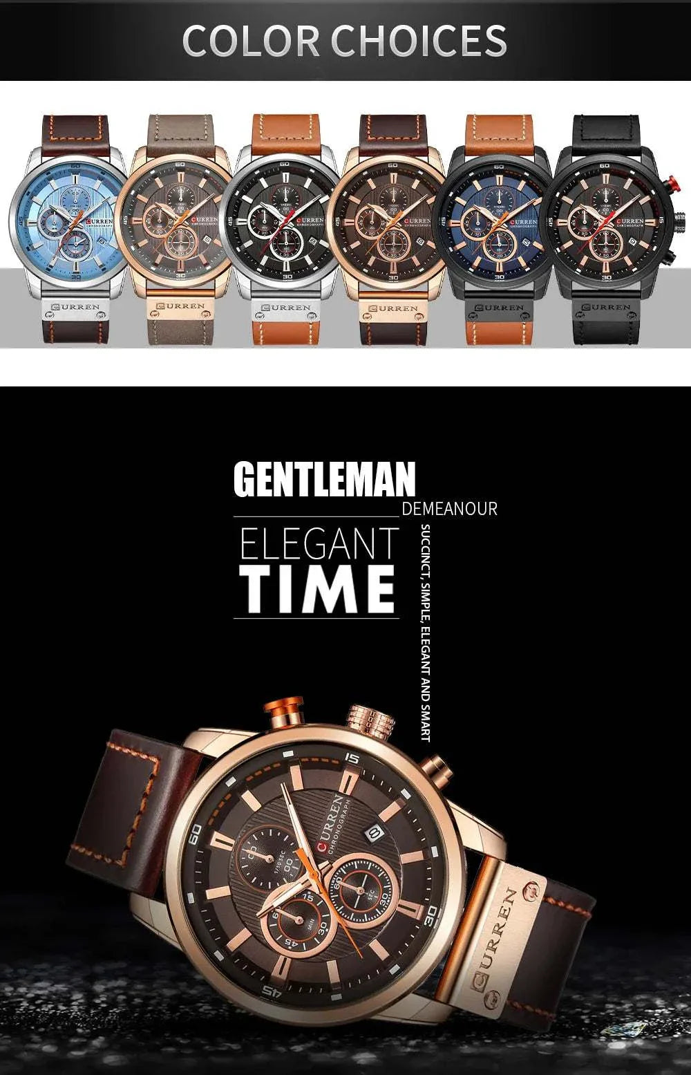 curren fashion date quartz men watch