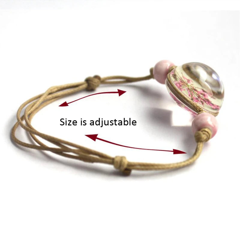 New Glass Ball Bracelet Jewwlry Wholesale Women Romantic Dry Flowers Bracelet & Bangle For Pretty Girls Gift Hote sale