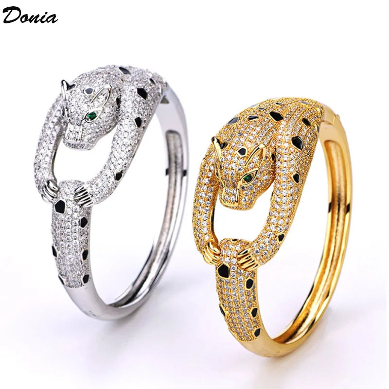 Donia jewelry Fashion micro AAA zircon leopard bracelet domineering animal enamel leopard bracelet men&