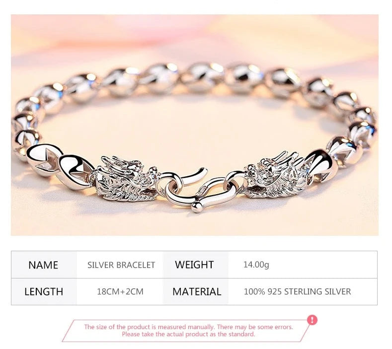 Silver Dragon Bracelet Chain For Men.