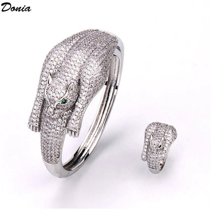 Donia jewelry Europe and the United States fashion animal female bracelet set leopard bracelet inlaid AAA zircon Leopard jewelry