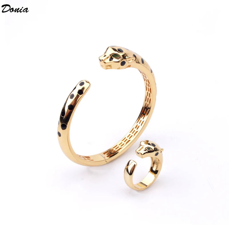 Donia Jewelry New Fashion enamel leopard bracelet European and American luxury ring luxury jewelry set for men and women