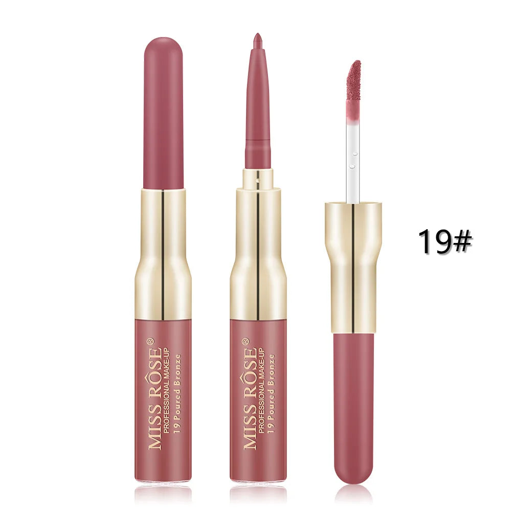 Double Head Lip Gloss Lipliner Pen Matte.